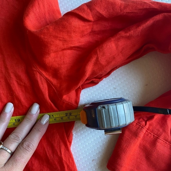 BODEN Women’s Relaxed Linen Shirt Orange Button Down Size 12P Oversized - Picture 6 of 8